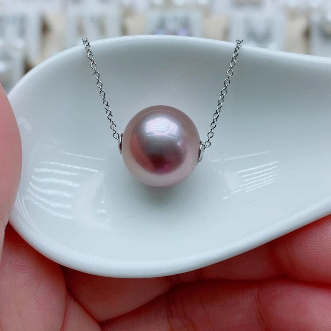 +****淡水珍珠银S925镶嵌吊坠(赠链)14mm