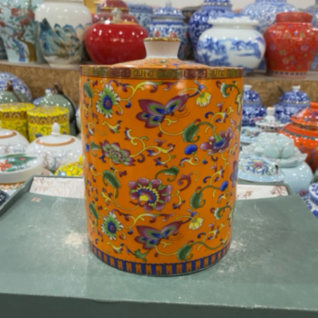珐琅彩陶瓷茶叶罐储物罐
