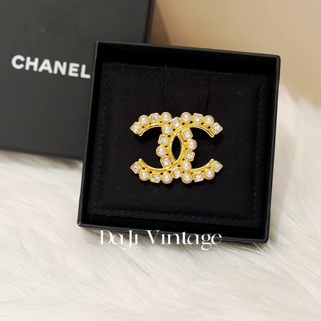 99新 Chanel/香奈儿 大吉中古/Chanel香奈儿珍珠方钻胸针