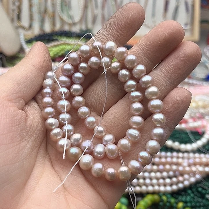 玛瑙/玉髓珠宝半成品未镶嵌零*发7mm左右粉紫珍珠几颗有螺纹