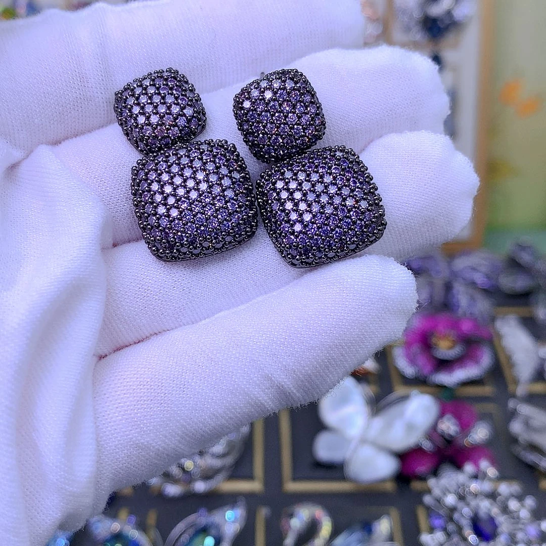 合成立方氧化锆铜耳环