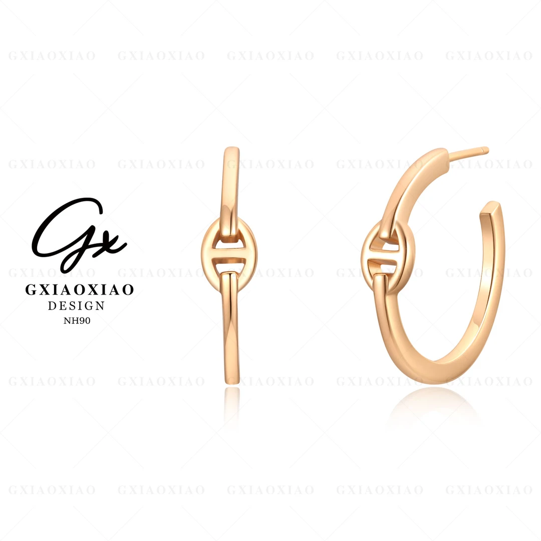 G XIAOXIAO 镀K金 气质时尚设计师款百搭猪鼻子耳环 NH90