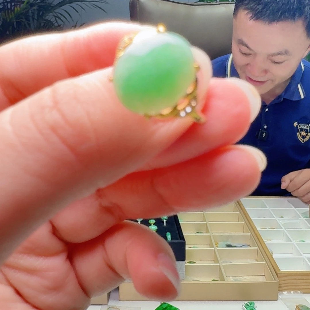 翡翠银S925镶嵌戒指多样性发货其一