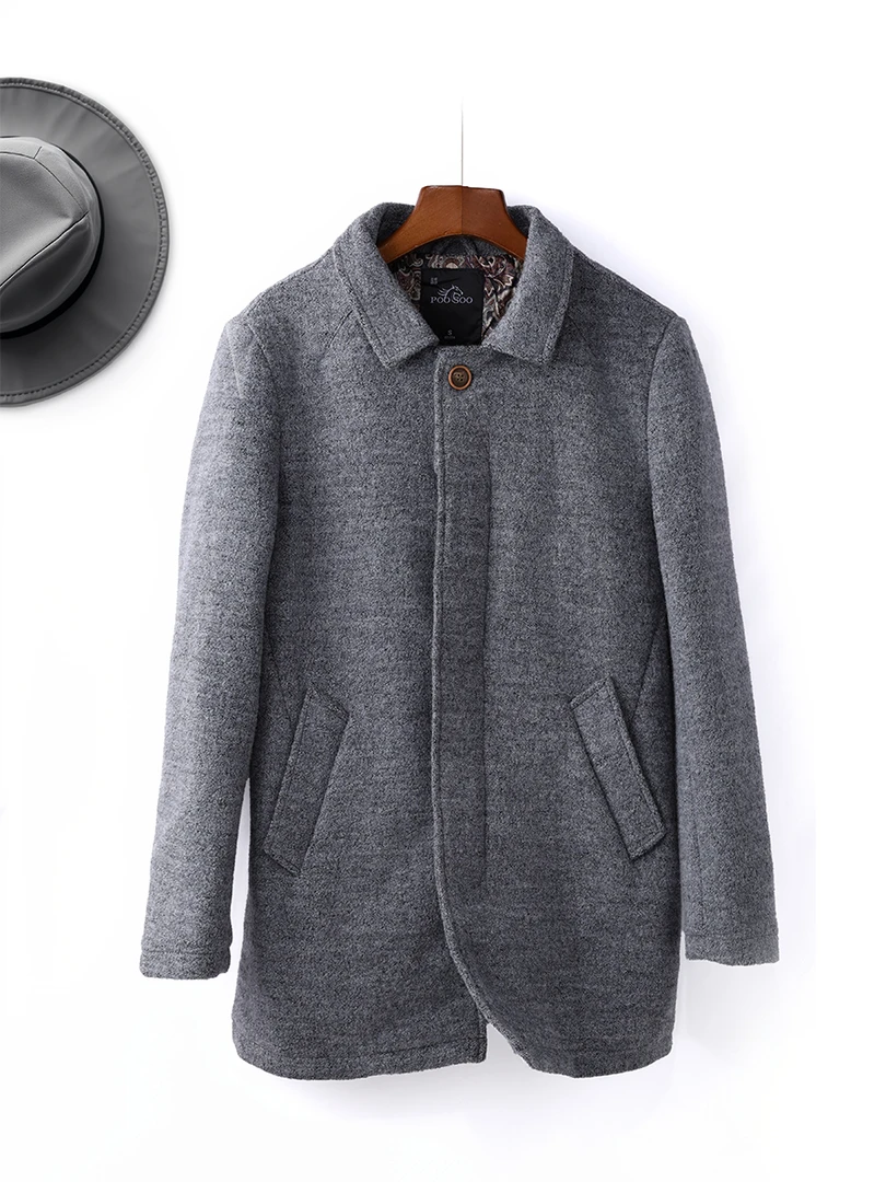 P5VBN131#男装毛呢大衣百搭保暖外套棉服男长款呢棉衣