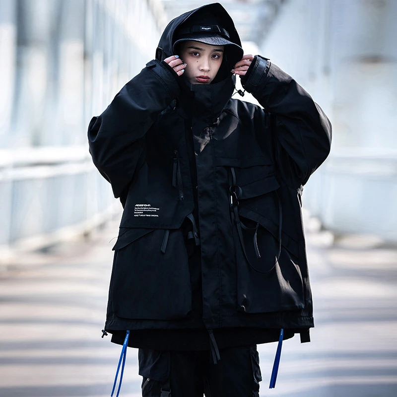 AOGZ户外工装外套男女春秋2025季新款机能风美式夹克连帽冲锋衣