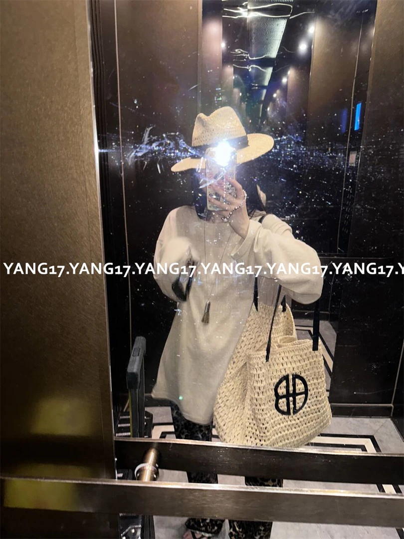 杨十七 撞色编织大容量托特包