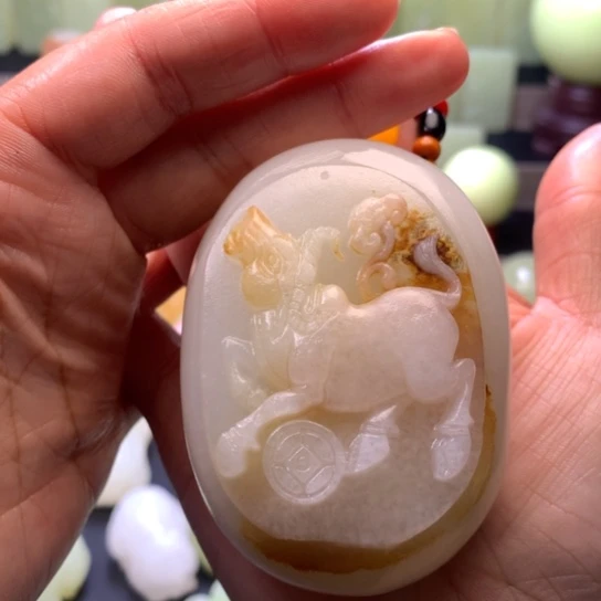 石材方解石手把件