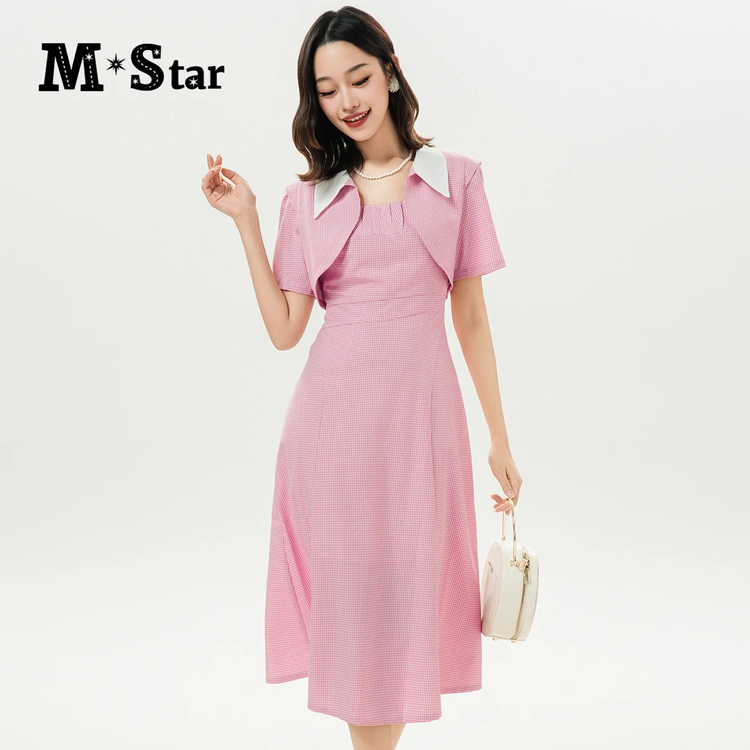 【黄蓉推荐】M-Star气质格纹两件套连衣裙SFIL123862