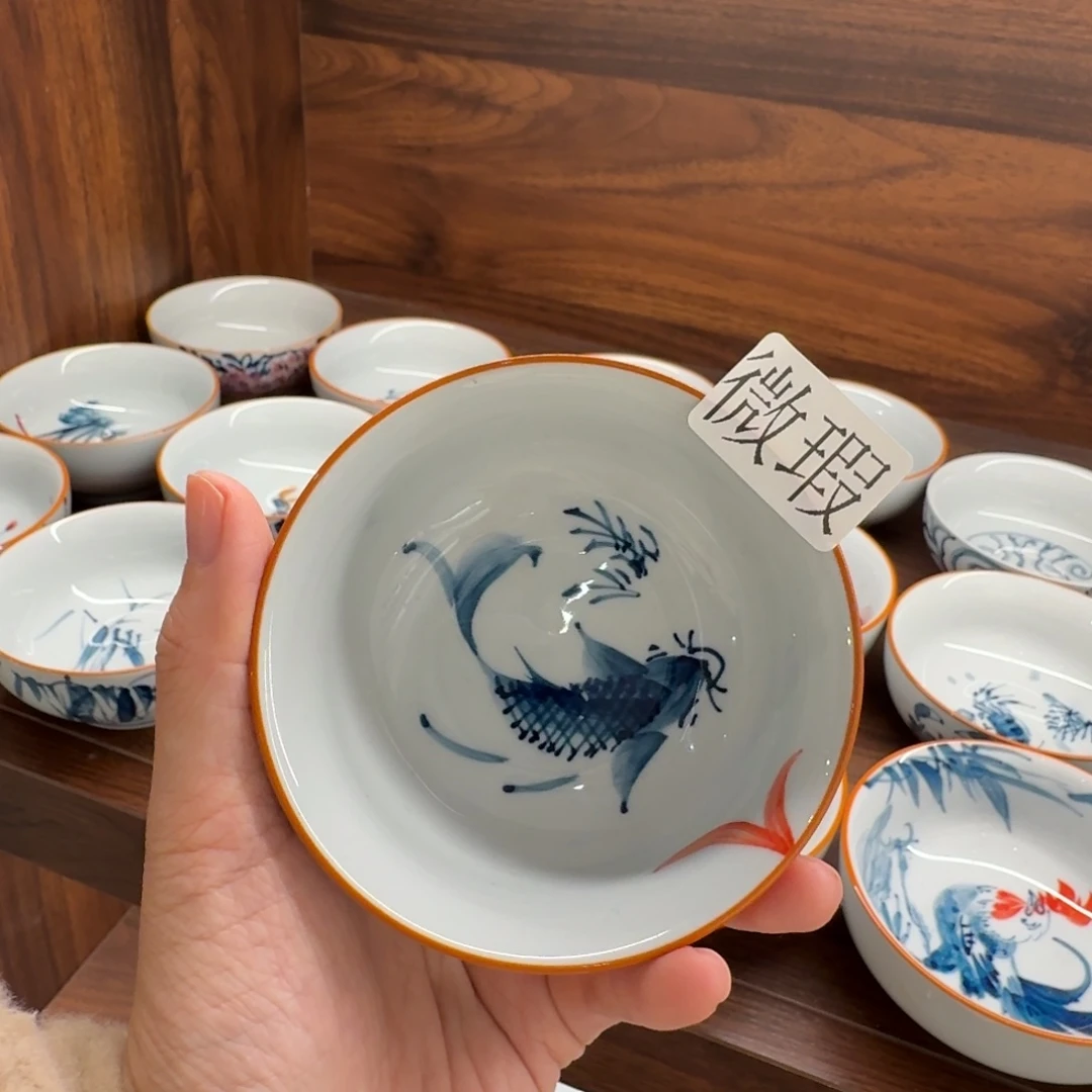 釉下手绘茶具微瑕