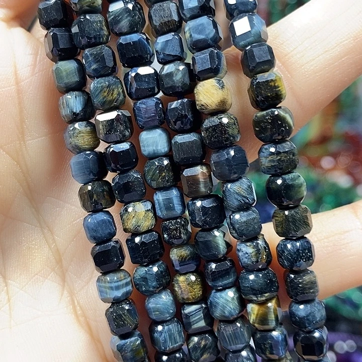 玛瑙/玉髓未镶嵌珠宝半成品虎眼切面方糖卡5mm