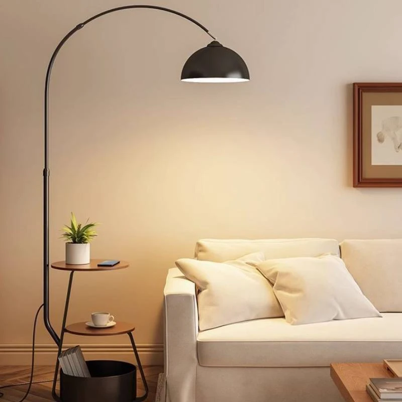 客厅沙发落地钓鱼灯卧室床头柜茶几一体台灯立式置物轻奢高级氛围