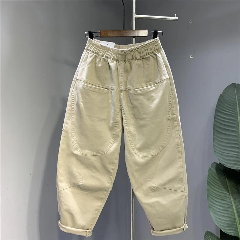 复古大码300斤隐形口袋松紧腰休闲垮裤男宽松时尚美式老爹哈伦裤