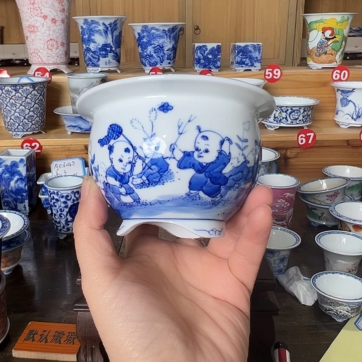 墨奈手绘陶瓷花盆