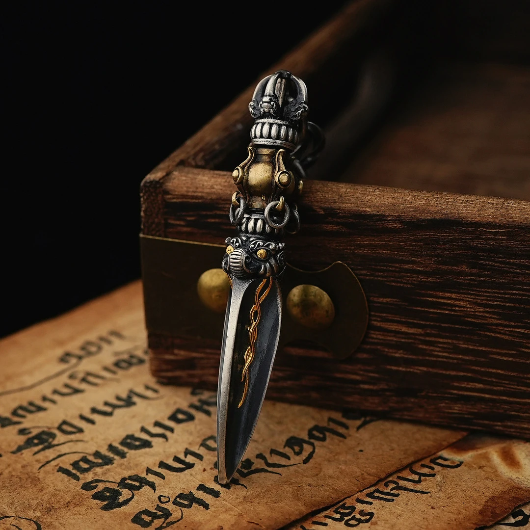 铜合金吊坠 复古金刚杵吊坠国风小众传统赞传设计金刚撅项链挂坠