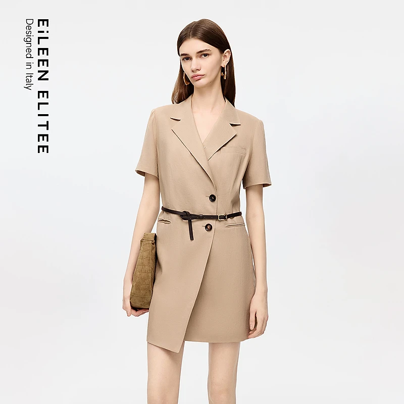 【亚麻】朗姿欧洲EiLEEN ELITEE2025年秋新款高端廓形西装连衣裙