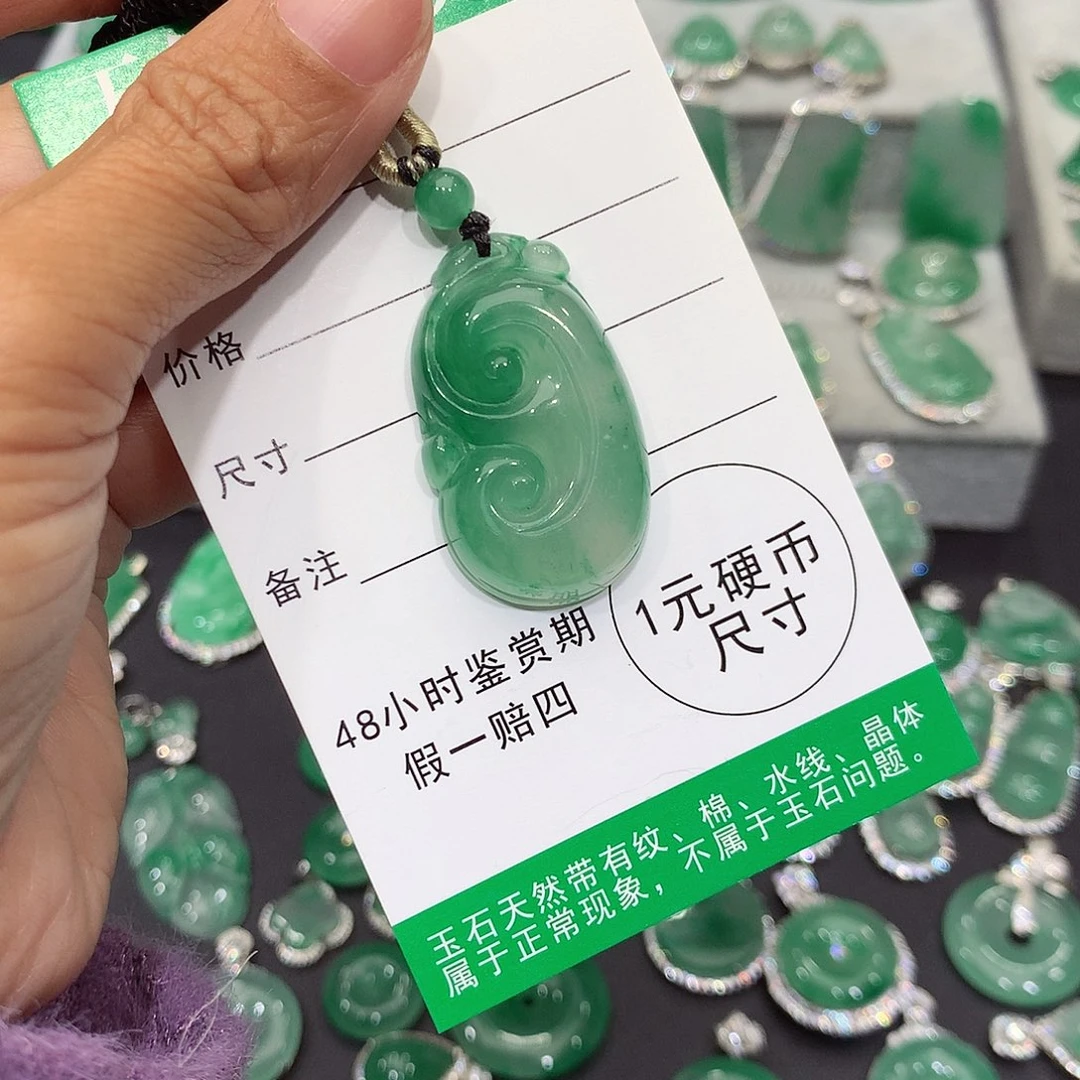 颈饰未镶嵌石英质玉（非洲翠）
