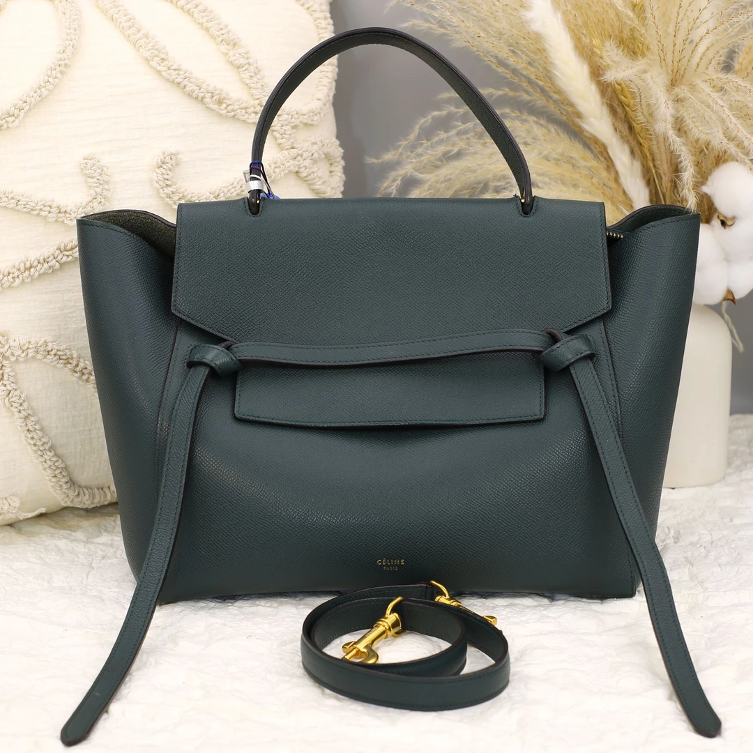 99新 Celine/思琳  Celine 绿色 鲶鱼包 手提包