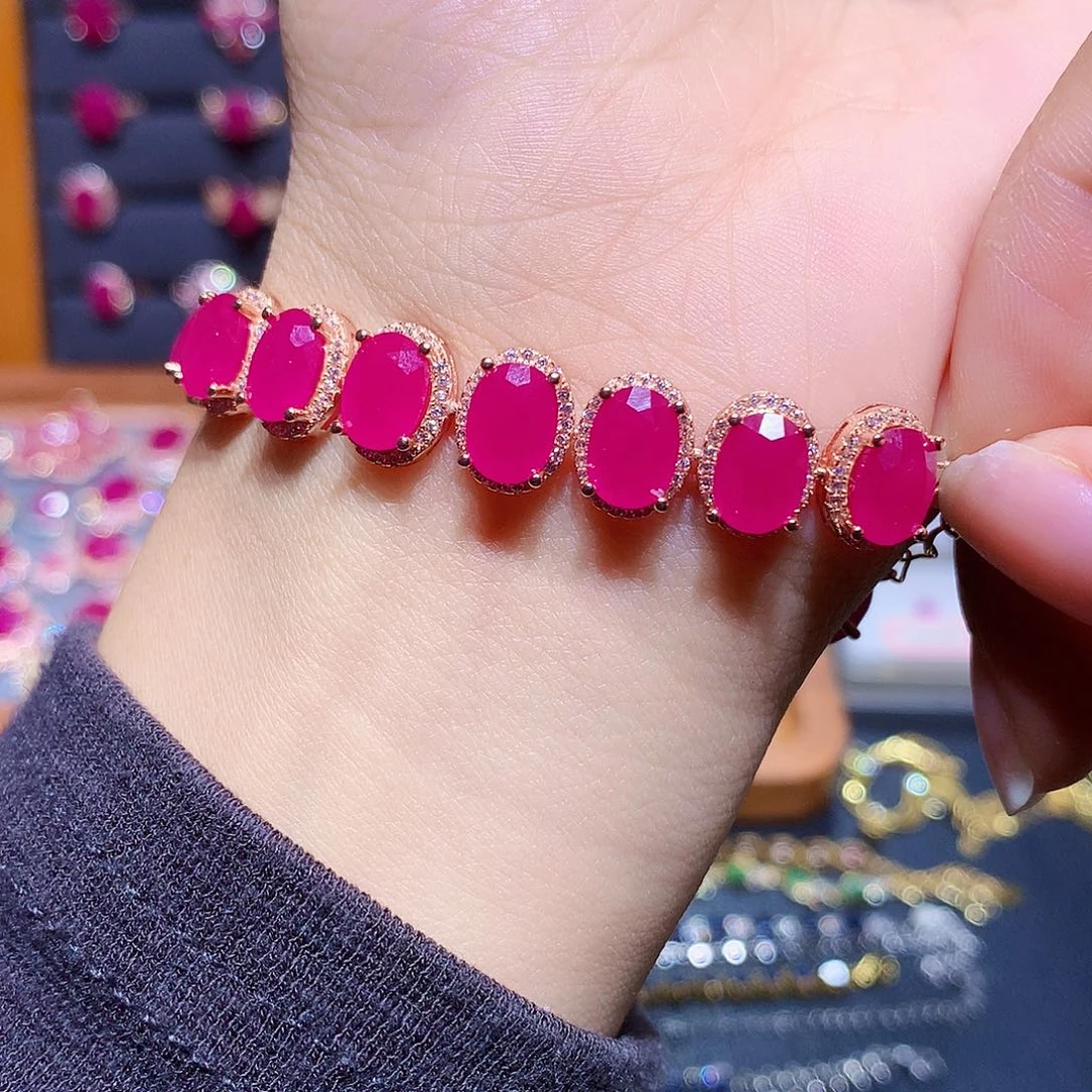 红宝石手链银S925镶嵌