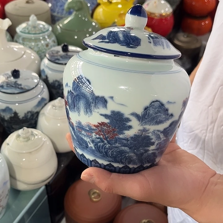 摆件陶瓷茶叶罐密封罐家用摆件