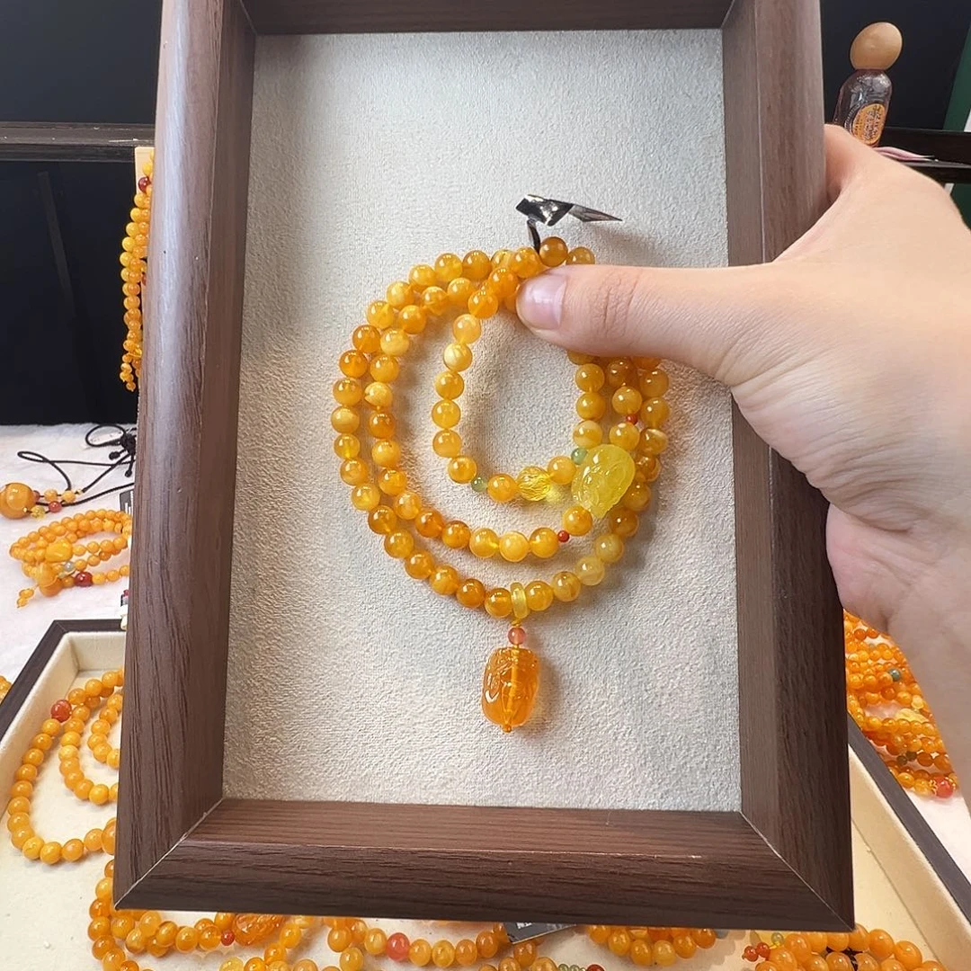 蜜蜡未镶嵌手链7mm蜜蜡手串