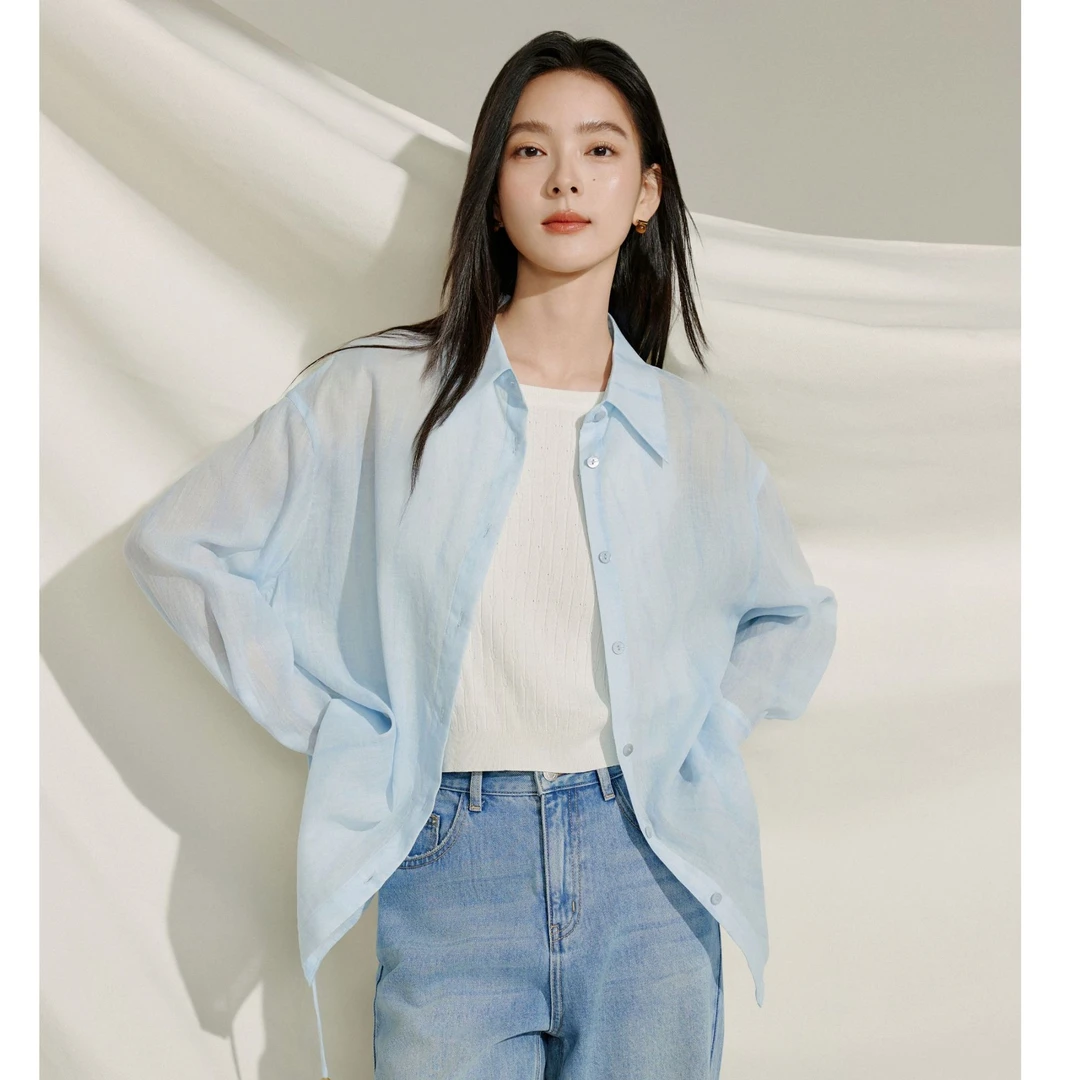 【茵曼】茵曼百搭夏气质女装时尚衬衫休闲长袖衬衣18525341