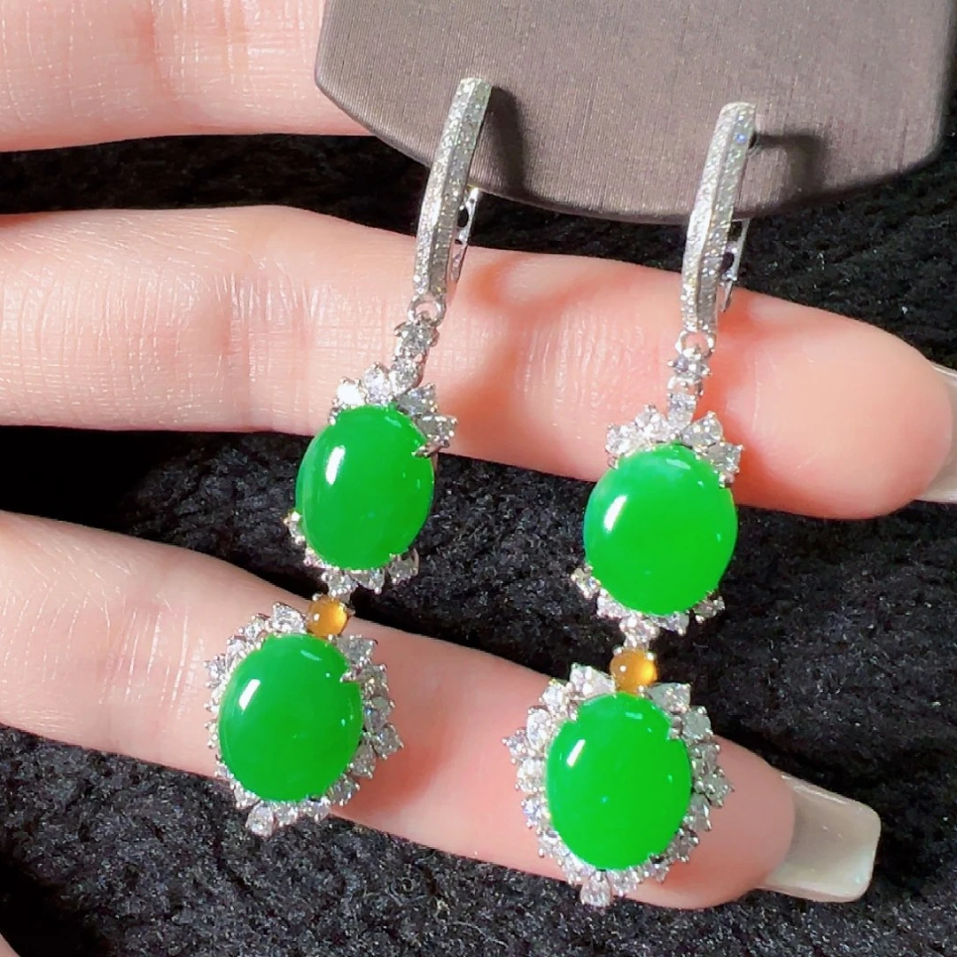 翡翠18K金镶嵌耳饰签收后24小时鉴赏期，过时不退