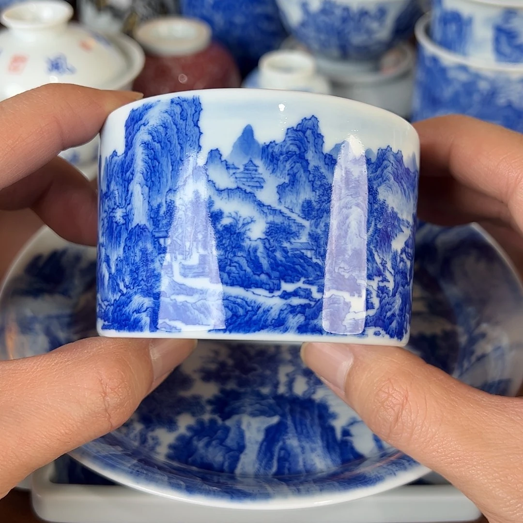 小***红瓷片景德镇全手工手绘陶瓷