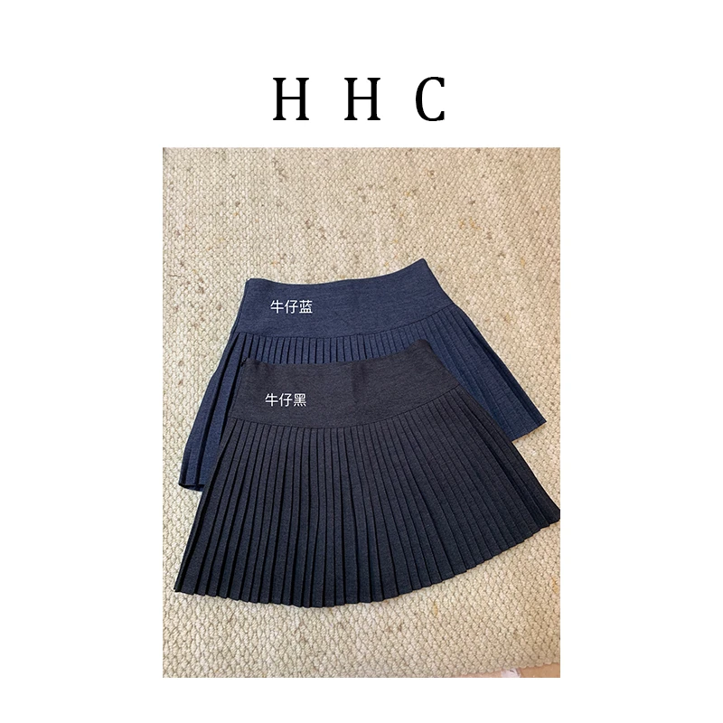 【花花菜】春季新品“学院风”减龄高腰显瘦百褶A字防走光短风琴裙女
