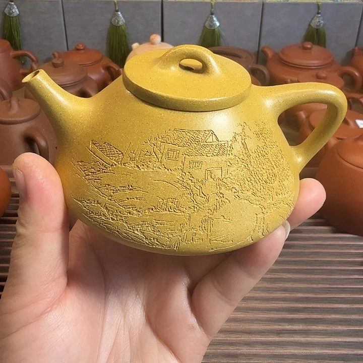 紫砂茶杯原矿黄段半手工子冶石瓢140cc