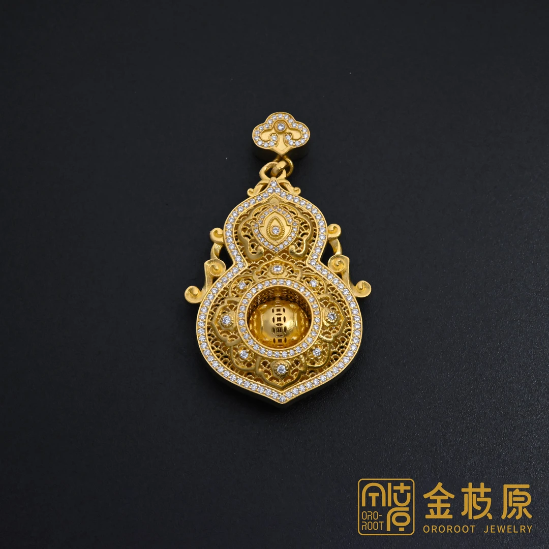 【金枝原】足金999  镂空莫桑四美葫芦 （豪华版）