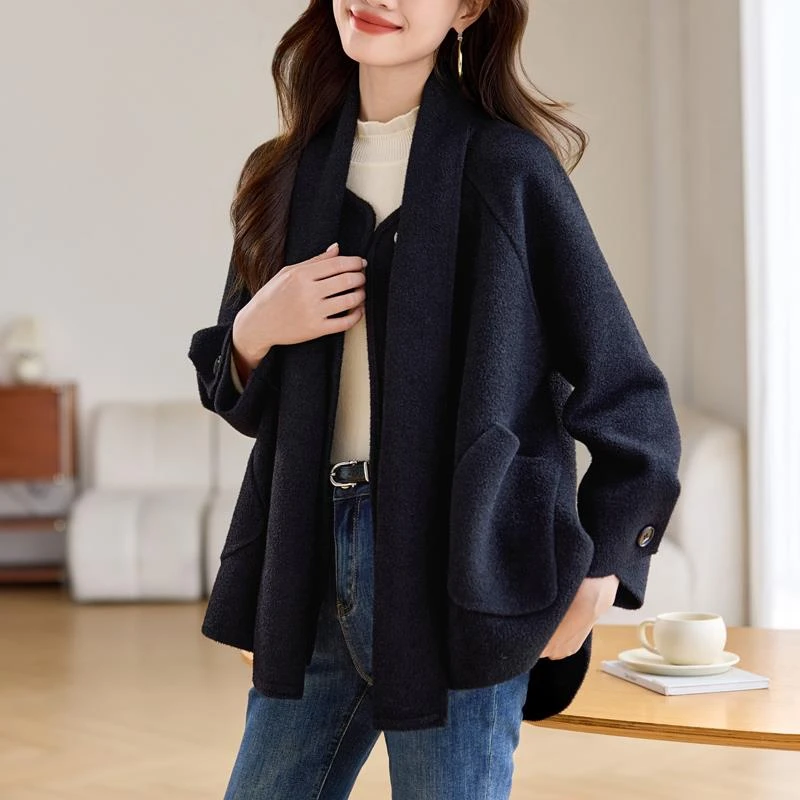 黑色外套女士2025新款爆款秋冬季小个子气质宽松加厚洋派休闲上衣