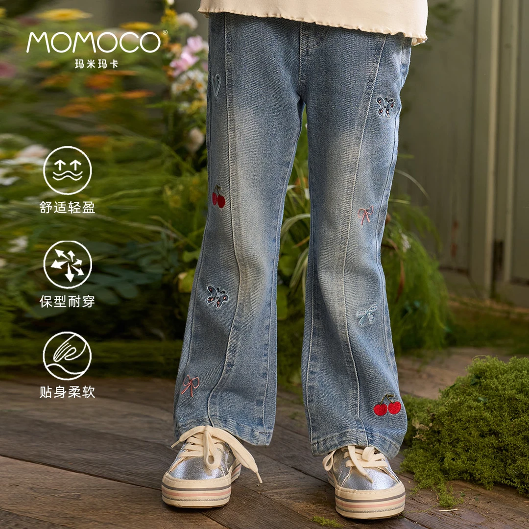 MOMOCO女童春季甜美微喇牛仔裤77580350006