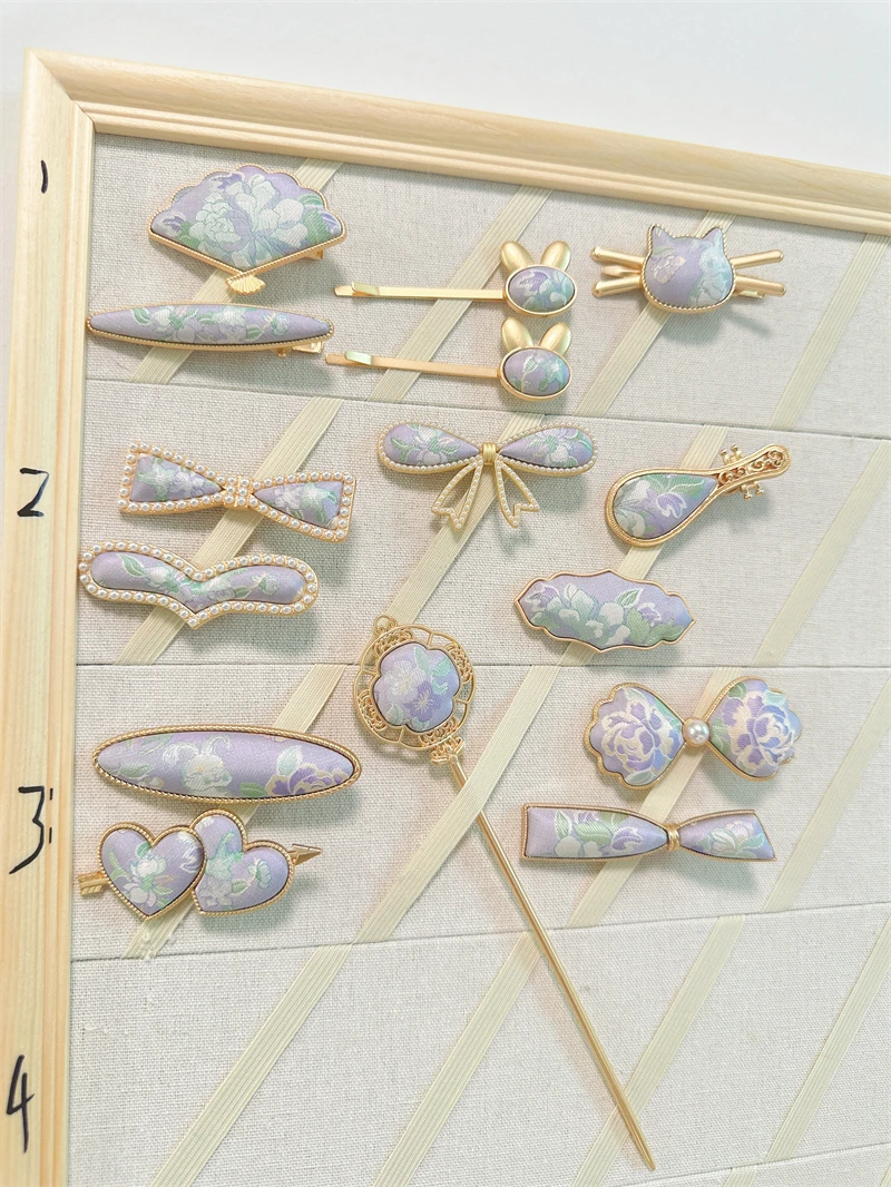 纯手工新中式宋锦发夹高级感国风高端弹簧复古夹子头饰发饰