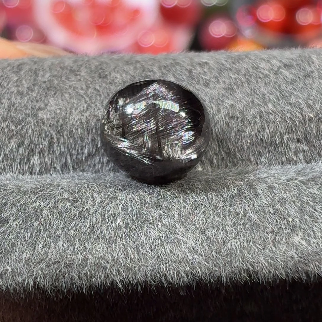 手链未镶嵌水晶顶黑银钛蛋面