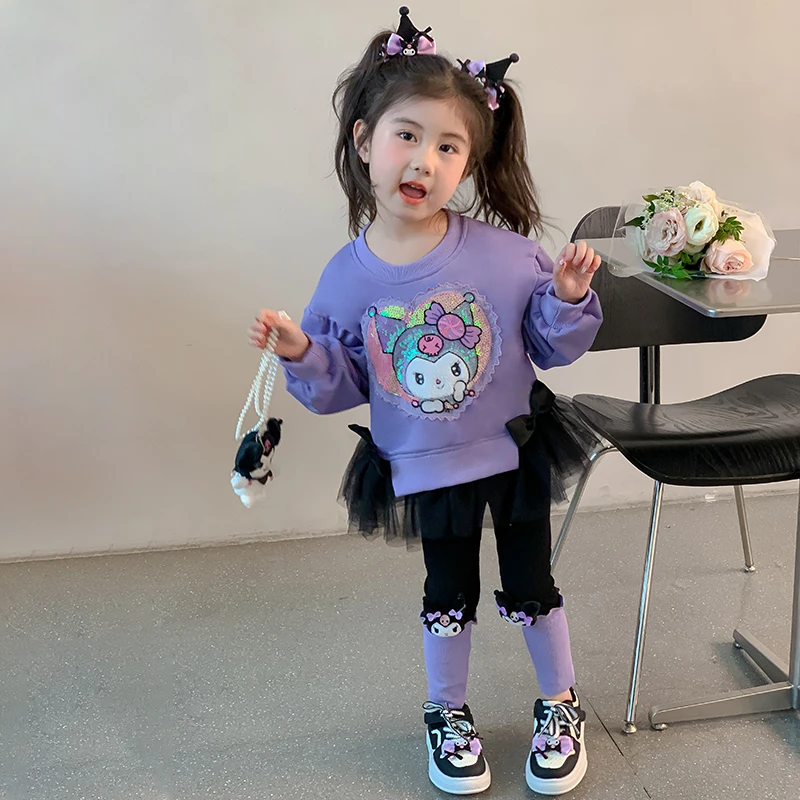 女童秋装2025新款小女孩库洛米套装网红炸街春秋款洋气女宝宝穿搭