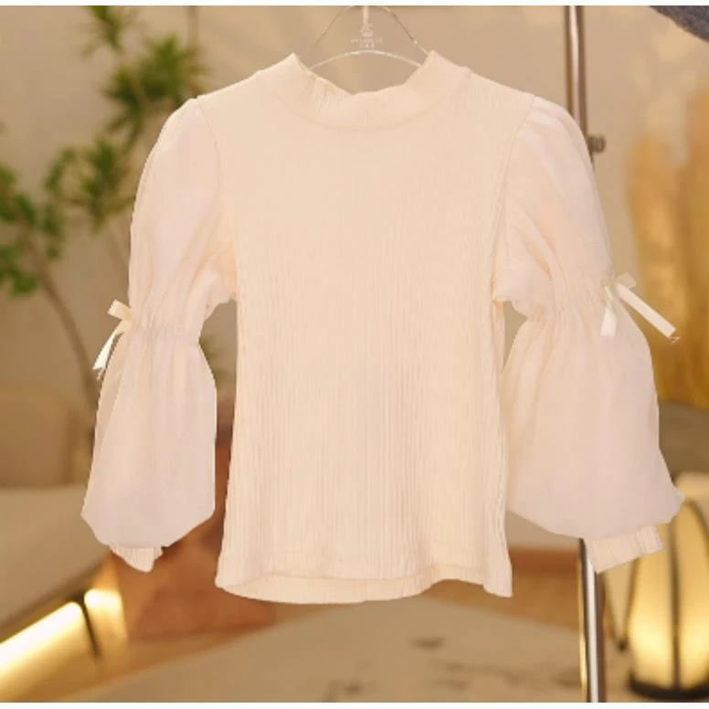 【现货】【Y.a6888】25春季新款女童泡泡长袖百搭上衣女宝气质打底衫