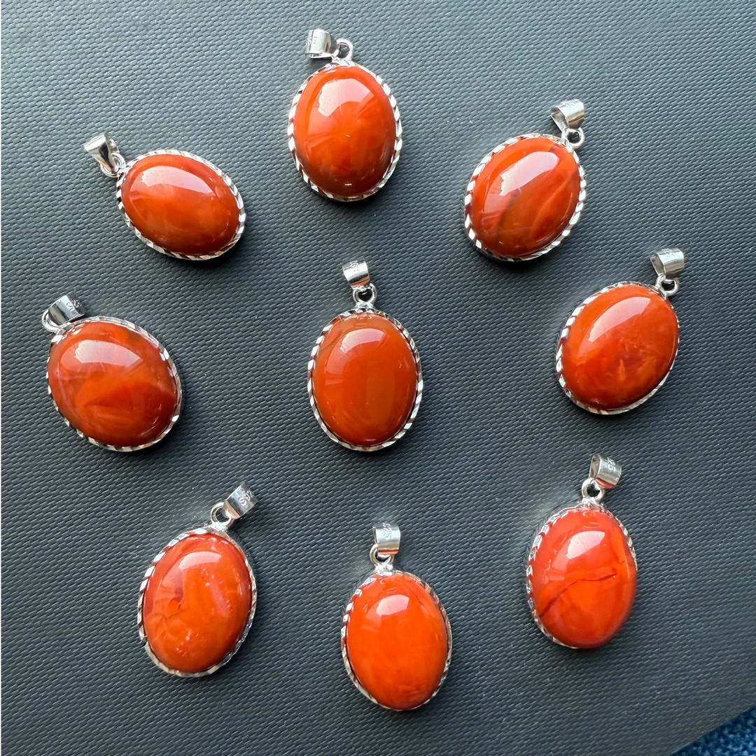 南红吊坠水滴锁骨吊坠S925银 无优化镶嵌复古素款多样性发货一个