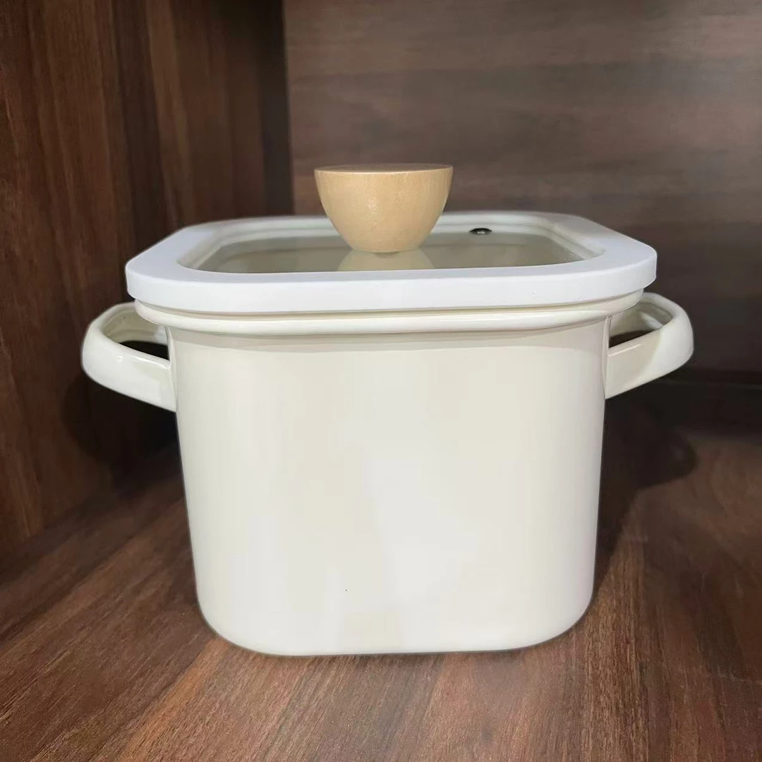 【设计师款】纯白 系列 加厚款 双耳小方锅 15CM容量1,8L