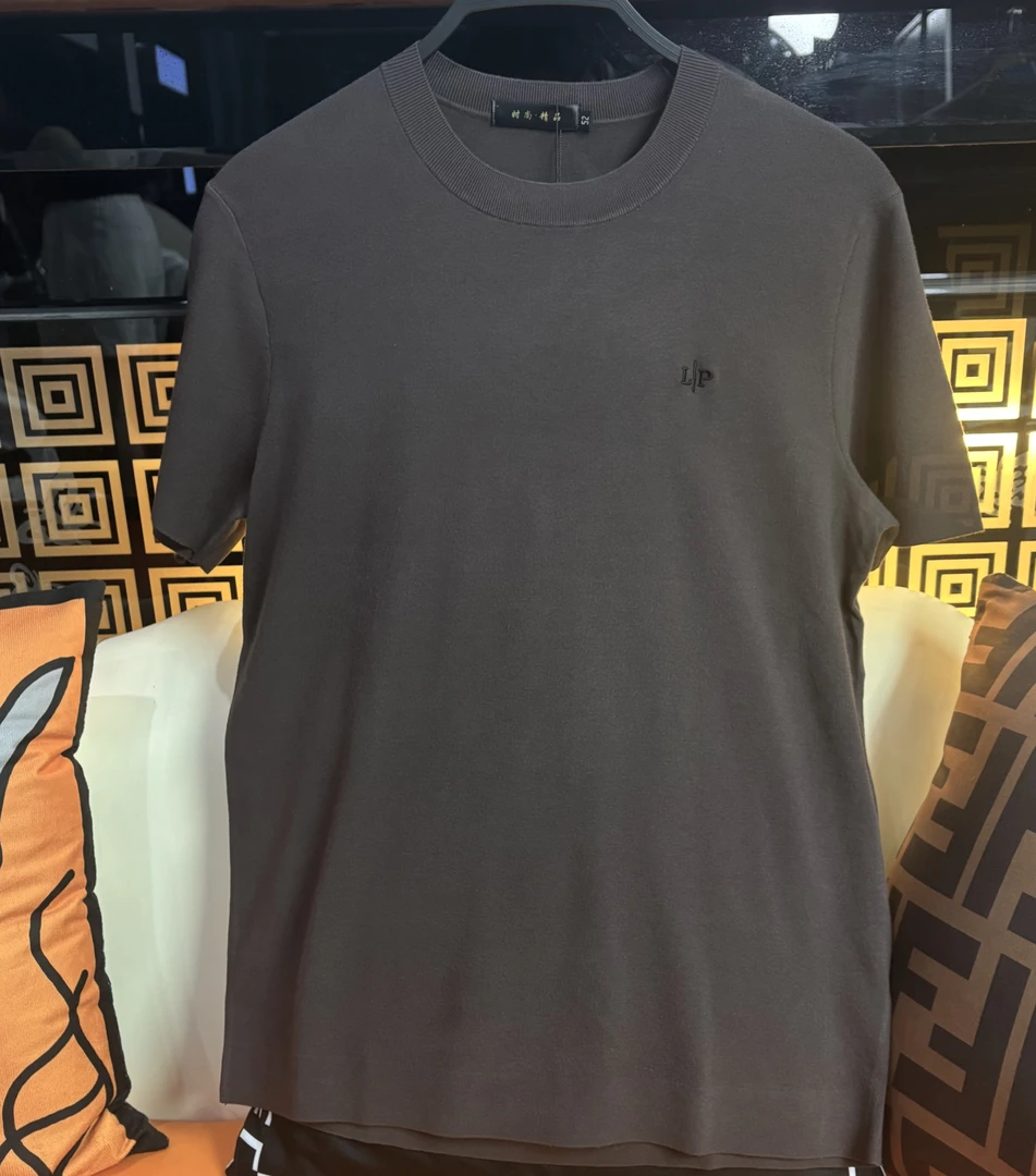 5043-lp-针织T恤 新款男士时尚简约百搭款半袖潮流休闲T恤
