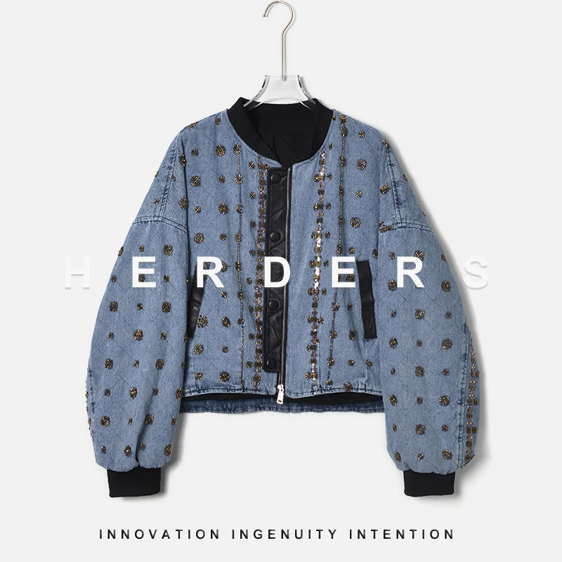 HERDERS 短款圆领牛仔串珠短外套 256591