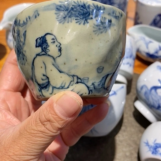 杯凯*.手捏陶泥人物杯杯