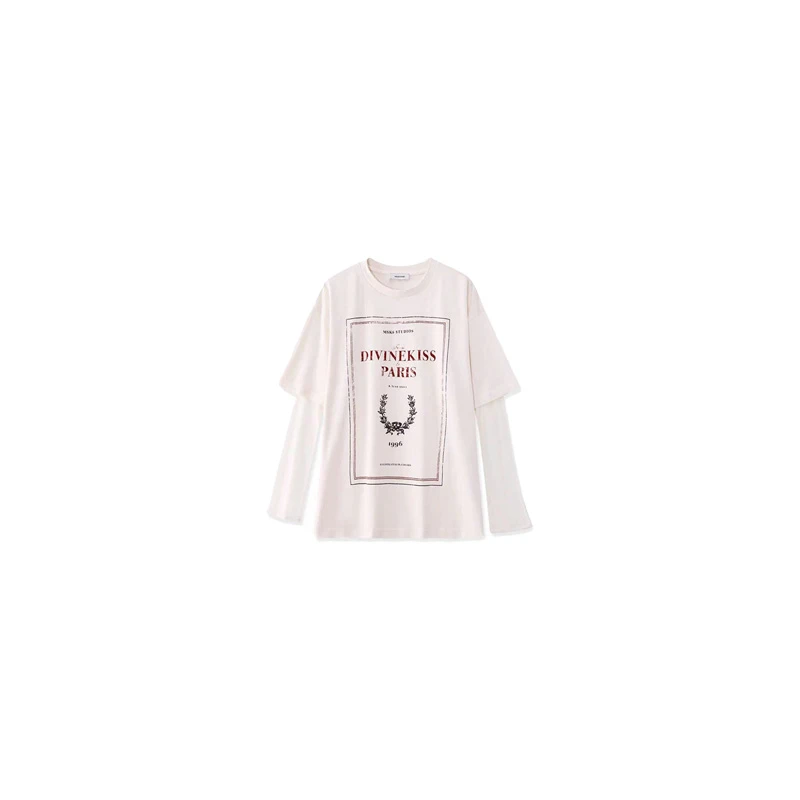 南油小众白色假两件T恤