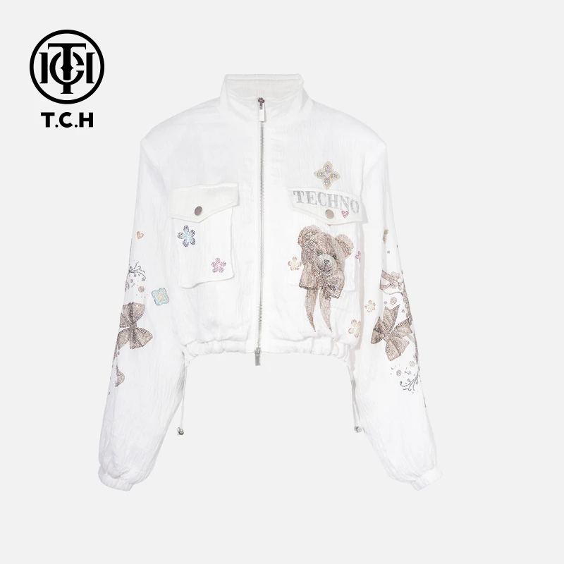 TCH秋款烫钻新时尚淑女百搭新潮流外套女T75C17E5005轻奢tch