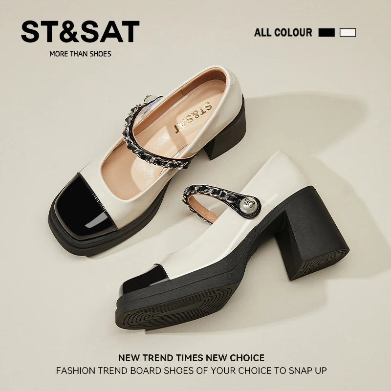 星期六小香风法式玛丽珍鞋女2025新款百搭小皮鞋女粗跟单鞋高跟鞋