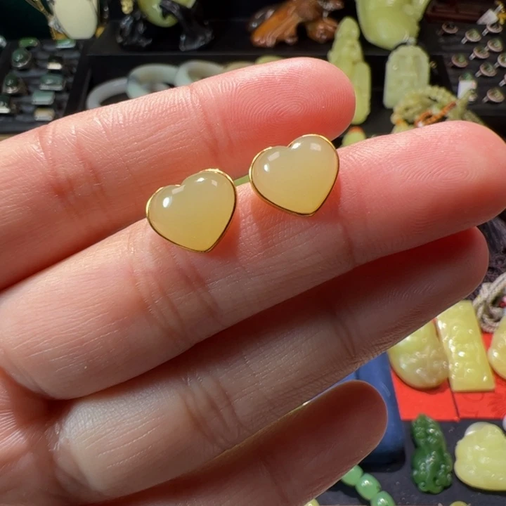 和田玉（黄玉）颈饰18K金镶嵌