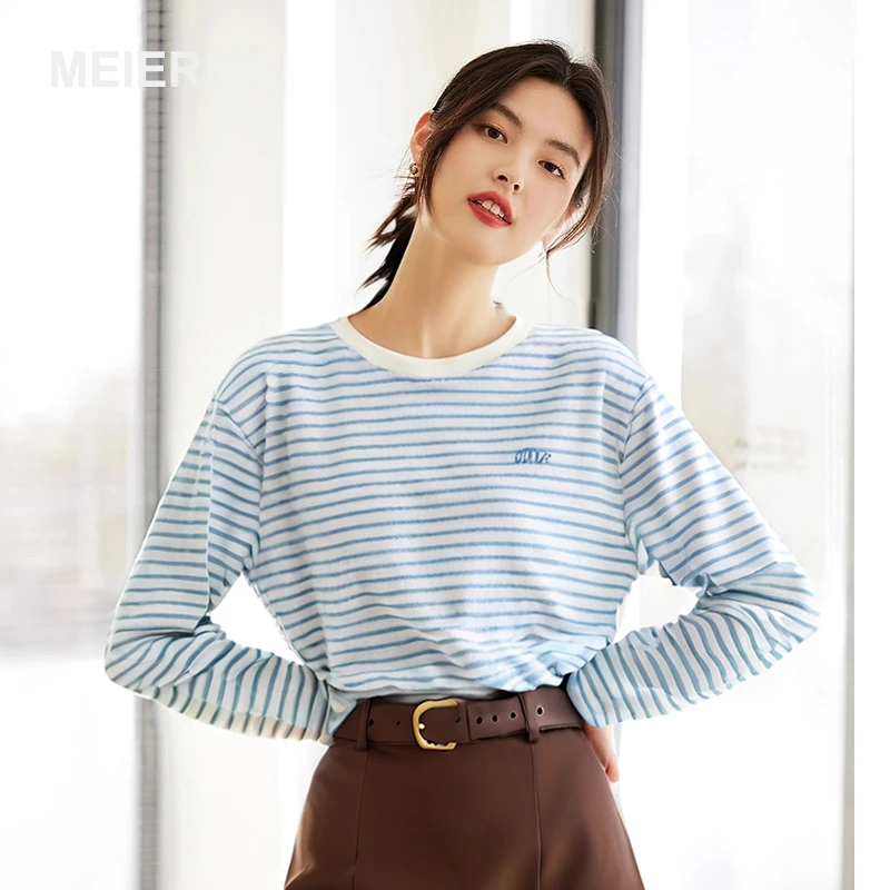 【路妹玲玲专属】”韩系穿搭“白领条纹长袖打底