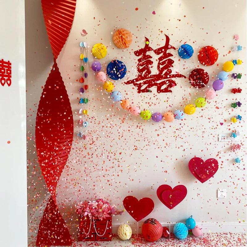 多巴胺婚房装饰结婚新房男方女方全套喜字贴订婚礼氛围背景墙套装