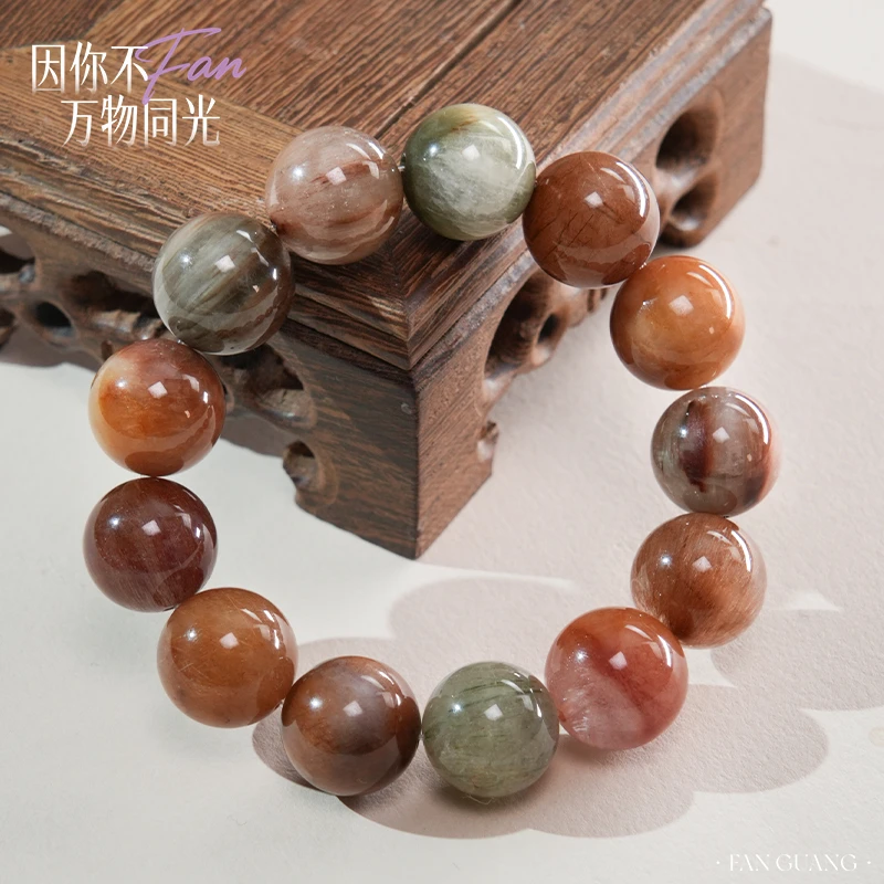 【偏爱.厚彩】GP天然彩兔毛水晶手串多样性发其一14mm