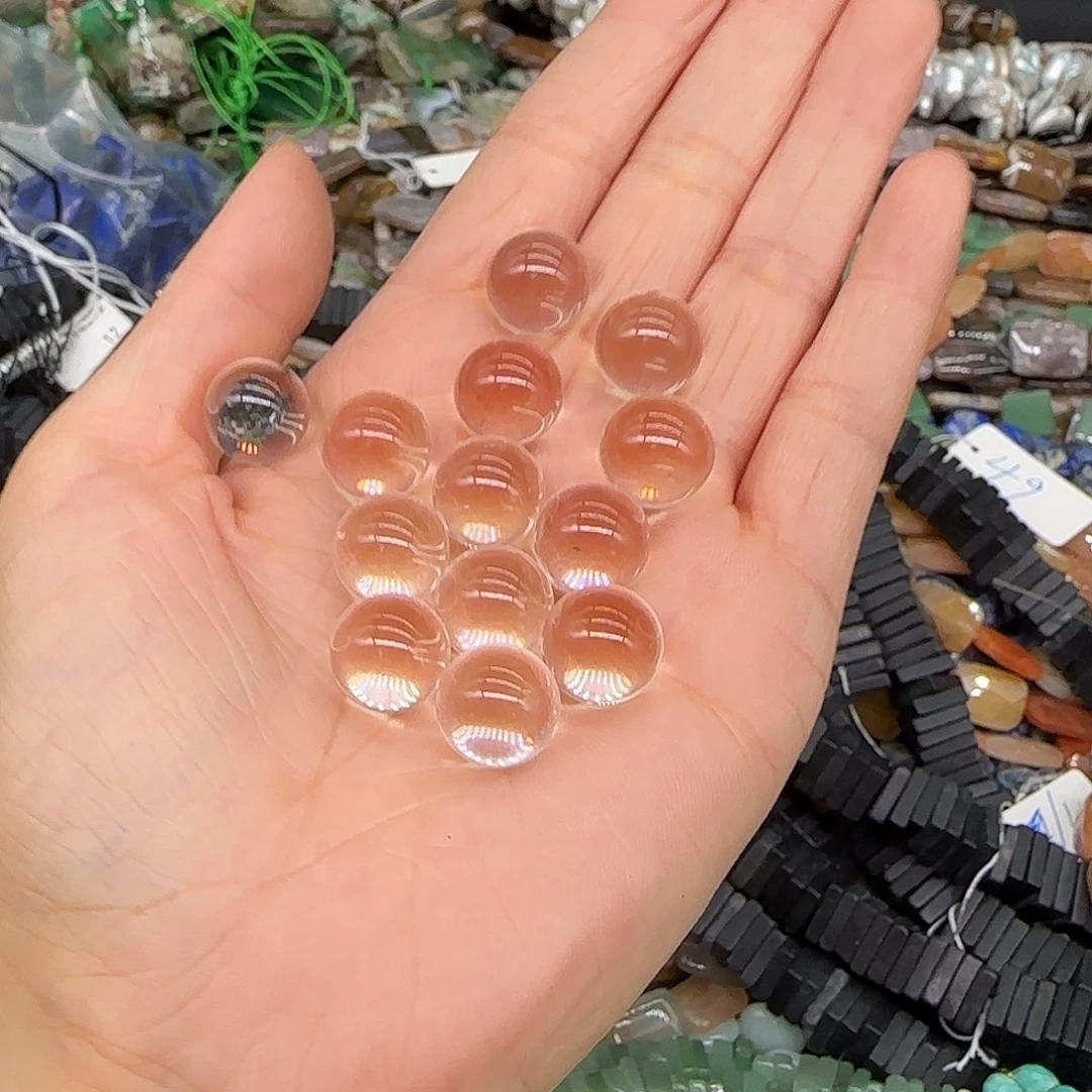 玛瑙/玉髓合金珠宝半成品白水晶12mm2颗无孔