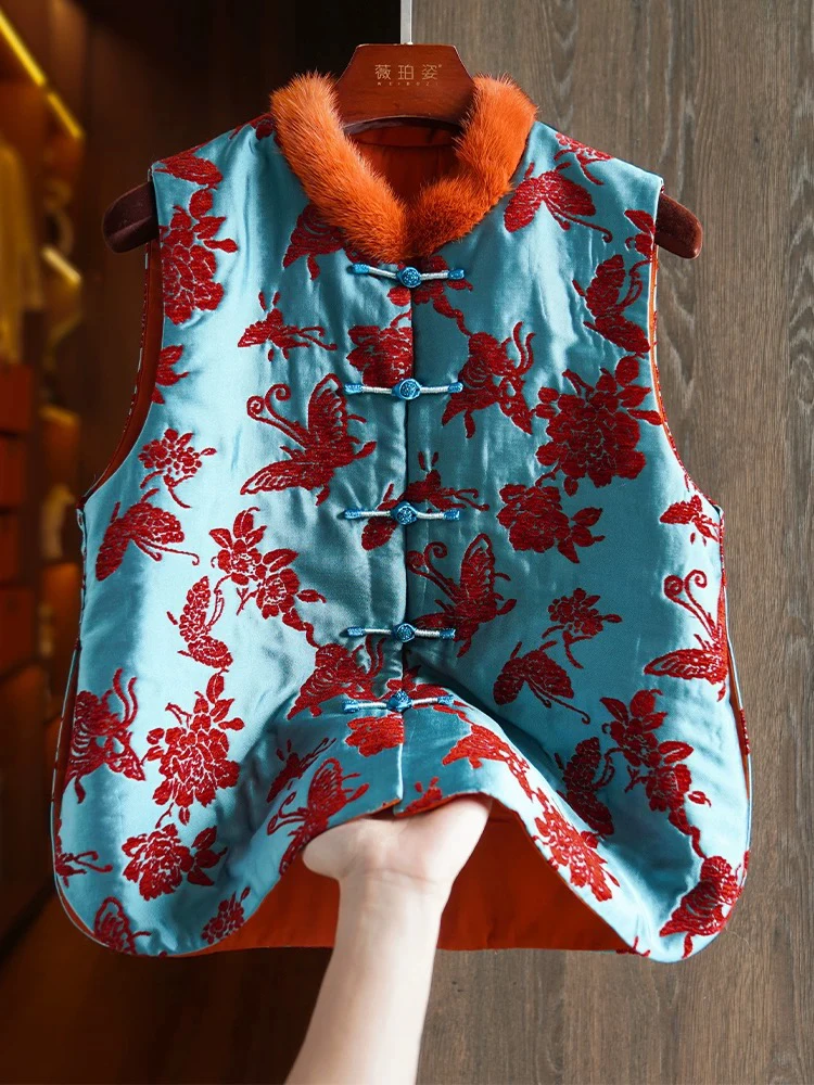 章绒毛领加棉马甲